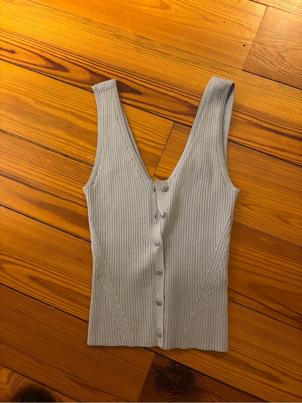 Madewell Light Blue Ribbed Button-Up Tank